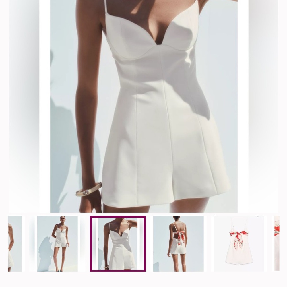 Zara White Mini Dress with Spaghetti Straps - Picture 6 of 8